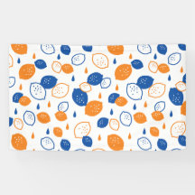 Patrón de limón azul y Naranja juguetón con tema d