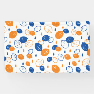 Lona Patrón de limón azul y Naranja juguetón con tema d