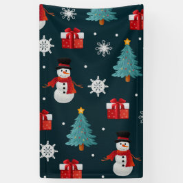 Lona Patrón de muñecos de nieve de Navidad y regalos
