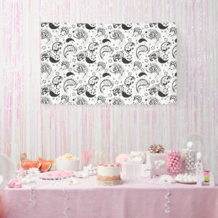 Lona Patrón de paisley en negro y blanco – Arte textil 