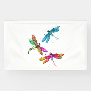 Lona Patrón gráfico colorido Dragonfly Funny Volando