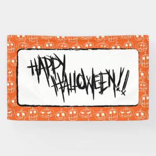 Lona Patrón Halloween de calabazas blancas