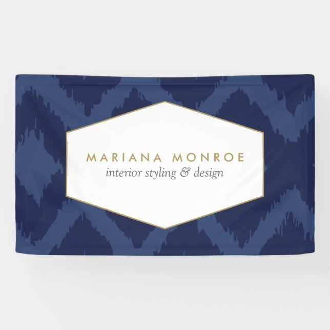 Lona Patrón Ikat en el Diseñador azul (Horizontal)