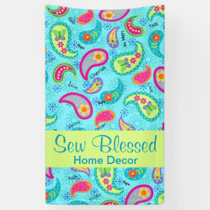 Lona Patrón paisley moderno azul turquesa Lime azul ver