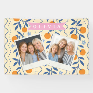 Lona Patrón personalizado de estilo folk cítrico retro 