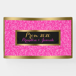Lona Patrón Purpurina Rosado Caliente Con Oro