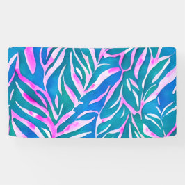 Lona Patrón rosa Azul Leafy Tropical