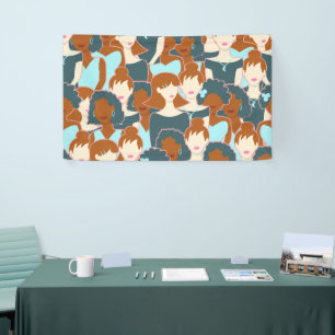 Lona Patrón sin fisuras con chicas negros y chicas blan