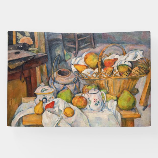 Lona Paul Cezanne - Todavía la vida con una canasta (Horizontal)