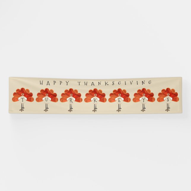 Lona Pavos de Acción de Gracias para familias (Horizontal)