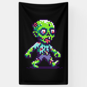 Lona payaso zombie divertido de 8 bits Halloween