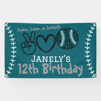 Lona Paz Amor Softbol Cumpleaños
