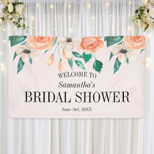 Lona Peach Bridal Shower personalizada Floral
