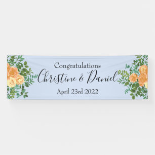 Lona Peach & Light Blue Peony y Rosa Boda Floral