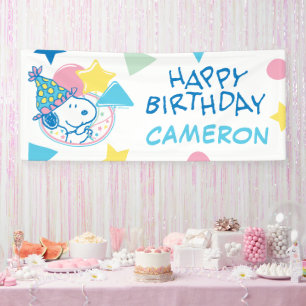 Lona PEANUTS Globos de cumpleaños felices de Snoopy