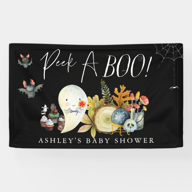 Lona Peek-A-Boo | Fiesta de Bebé de Halloween Fantasmit (Horizontal)