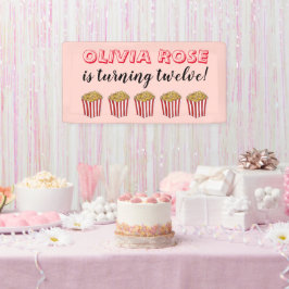 Lona Película Noche Sleepover Popcorn Cumpleaños Party