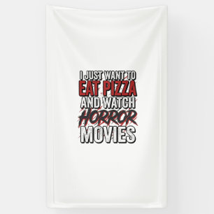 Lona Películas de terror de pizza tipografía vintage de