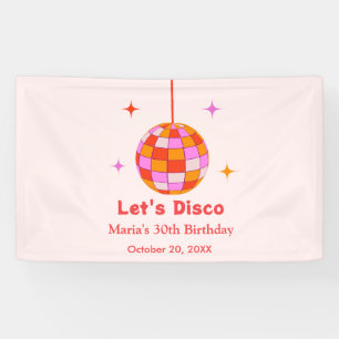 Lona Pelota de Disco Naranja Rosa Fiesta de Cumpleaños