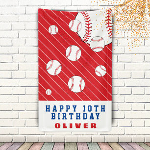 Lona Pelotas de Béisbol Rojas Fiesta de Cumpleaños de N