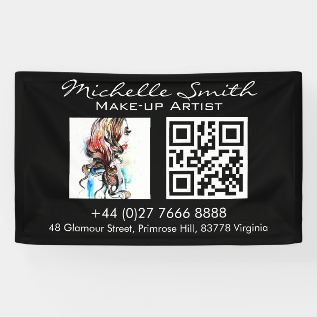 Lona Peluquería colorida de color acuático maquillaje d (Horizontal)