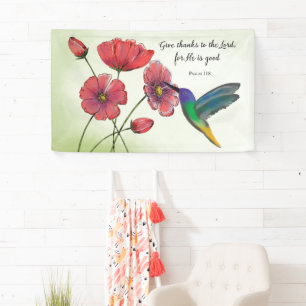 Lona Pensamiento religioso de flores de usted con colib