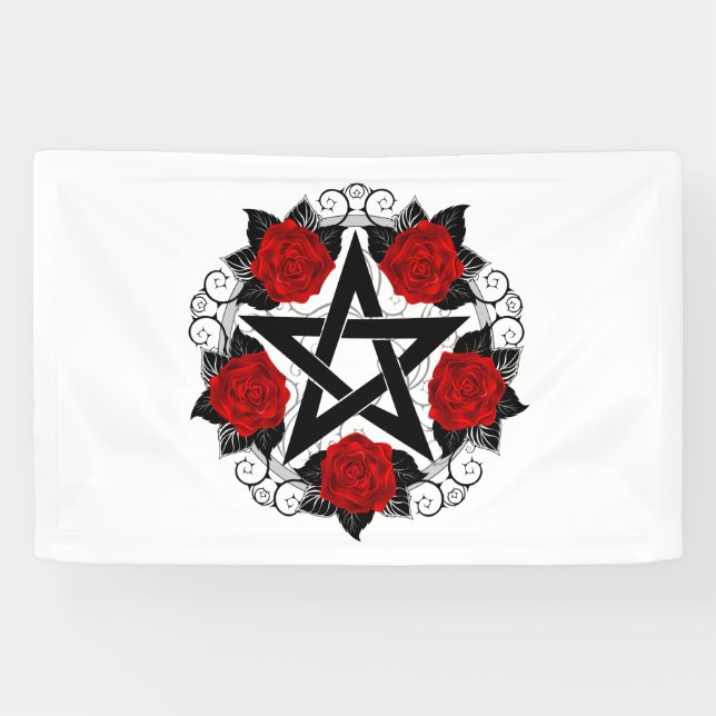 Lona Pentagram con rosas rojas (Horizontal)