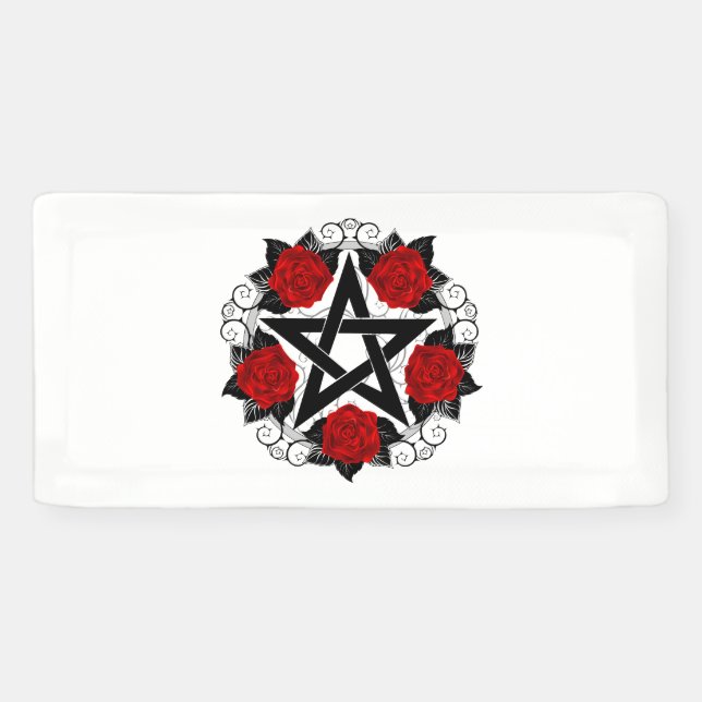 Lona Pentagram con rosas rojas (Horizontal)