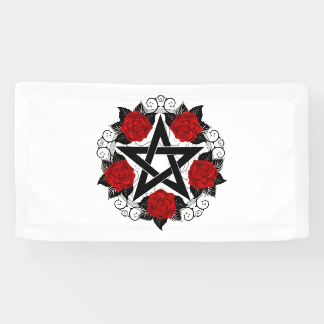 Lona Pentagram con rosas rojas (Horizontal)