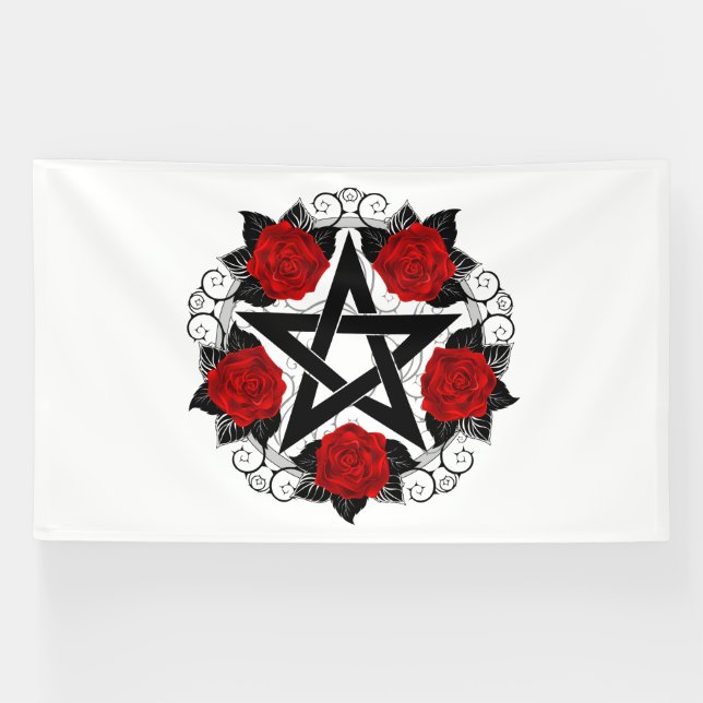 Lona Pentagram con rosas rojas (Horizontal)