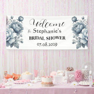 Lona Peony Blue Flowers Rústica Bridal Shower