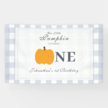 Pequeña Calabaza Caída Pastel Azul Primer Cumpleañ