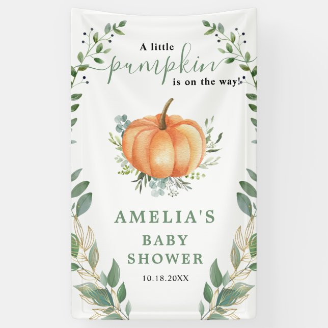 Lona Pequeña Calabaza Otoño Verdor Dorado Shower de Beb (Vertical)