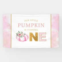 Pequeña Calabaza Rosa Floral Otoño Niña 1er Cumple