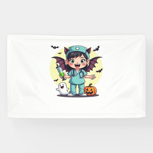Lona Pequeña enfermera de brujas, Halloween Premium T-S (Horizontal)