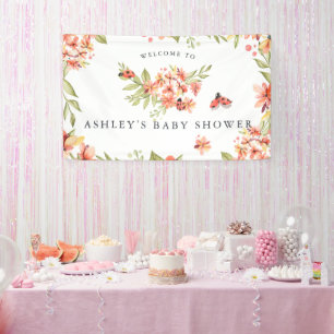 Lona Pequeña Mariquita   Banner de Bienvenida para Baby