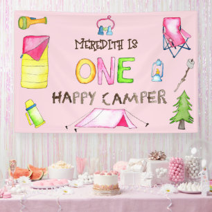 Lona Pequeña Niña Un Feliz Camper Primera Fiesta de Cum