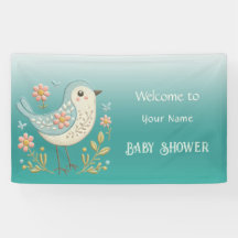 Pequeño Bird Floral Embroidery Green Baby Shower