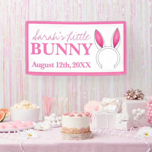 Lona Pequeño conejo rosado Recién nacido Orejas Ducha (Fiesta)