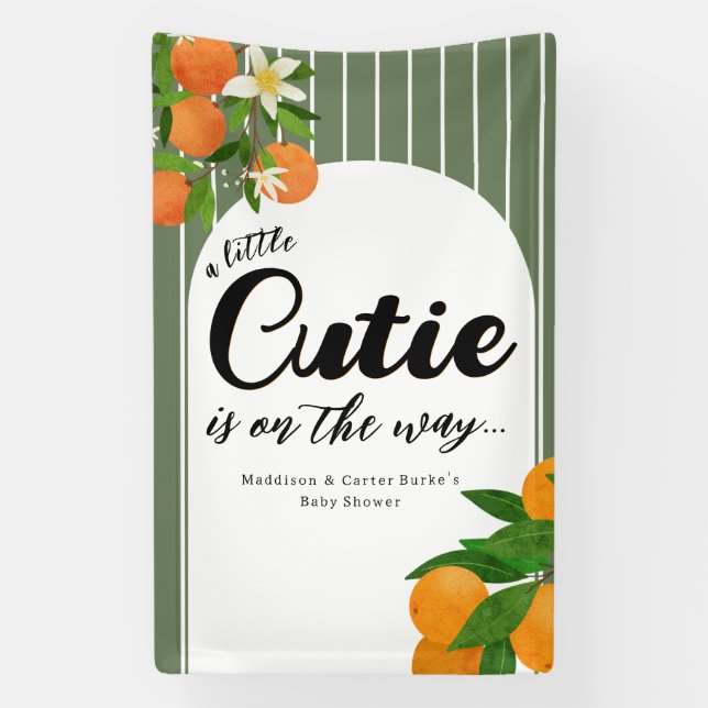 Lona Pequeño Naranja de Cutie Baby Shower - Mercado org (Vertical)