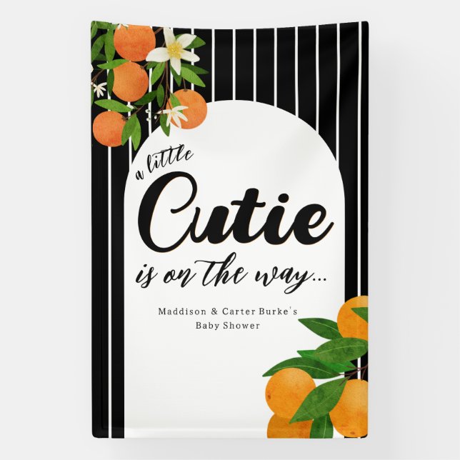 Lona Pequeño Naranja de Cutie Baby Shower - Mercado org (Vertical)