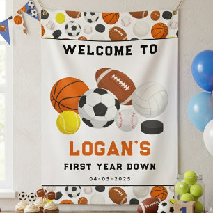 Lona Pequeño Novato Deportes 1er Cumpleaños   Todas las