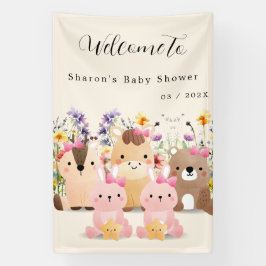 Lona Pequeños animales y flores silvestres Baby Shower
