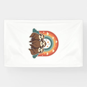 Lona Perezoso Vintage Arcoíris Arte Animal Retro Lindo
