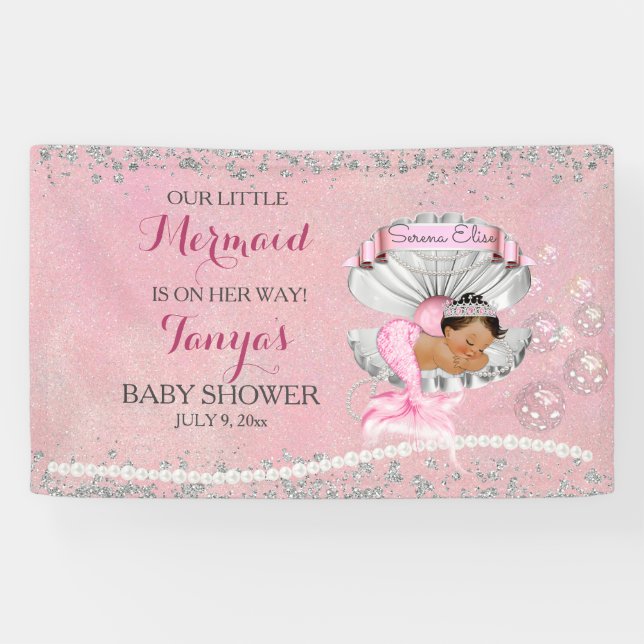 Lona Perlas de la concha rosada de la sirena (Horizontal)