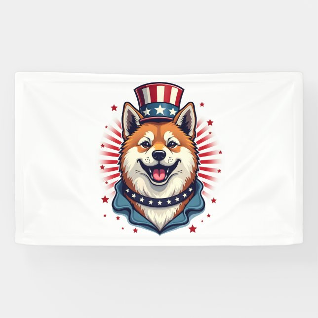 Lona Perro Akita con Día de la Independencia (Horizontal)