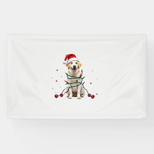 Lona Perro Boxer Blanco Jersey Feo de Navidad Funny Xma (Horizontal)