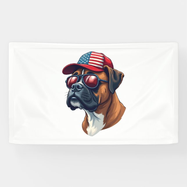 Lona Perro Boxer Con Azul Rojo Blanco (Horizontal)