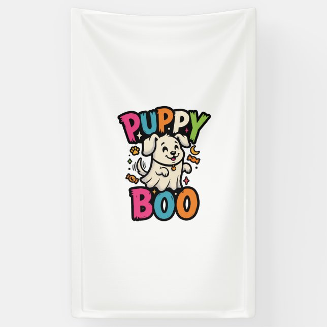 Lona Perro Cachorro Boo de Halloween (Vertical)
