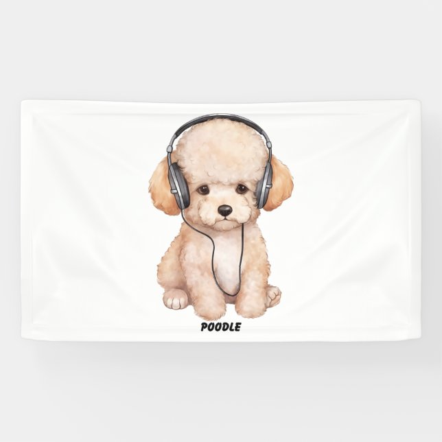 Lona Perro con audífonos (Horizontal)